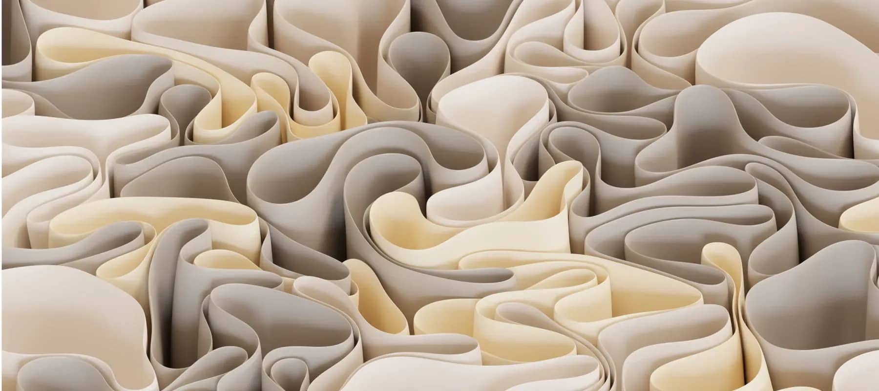 Bill pay software, softly folded cream and beige ribbons layered together.