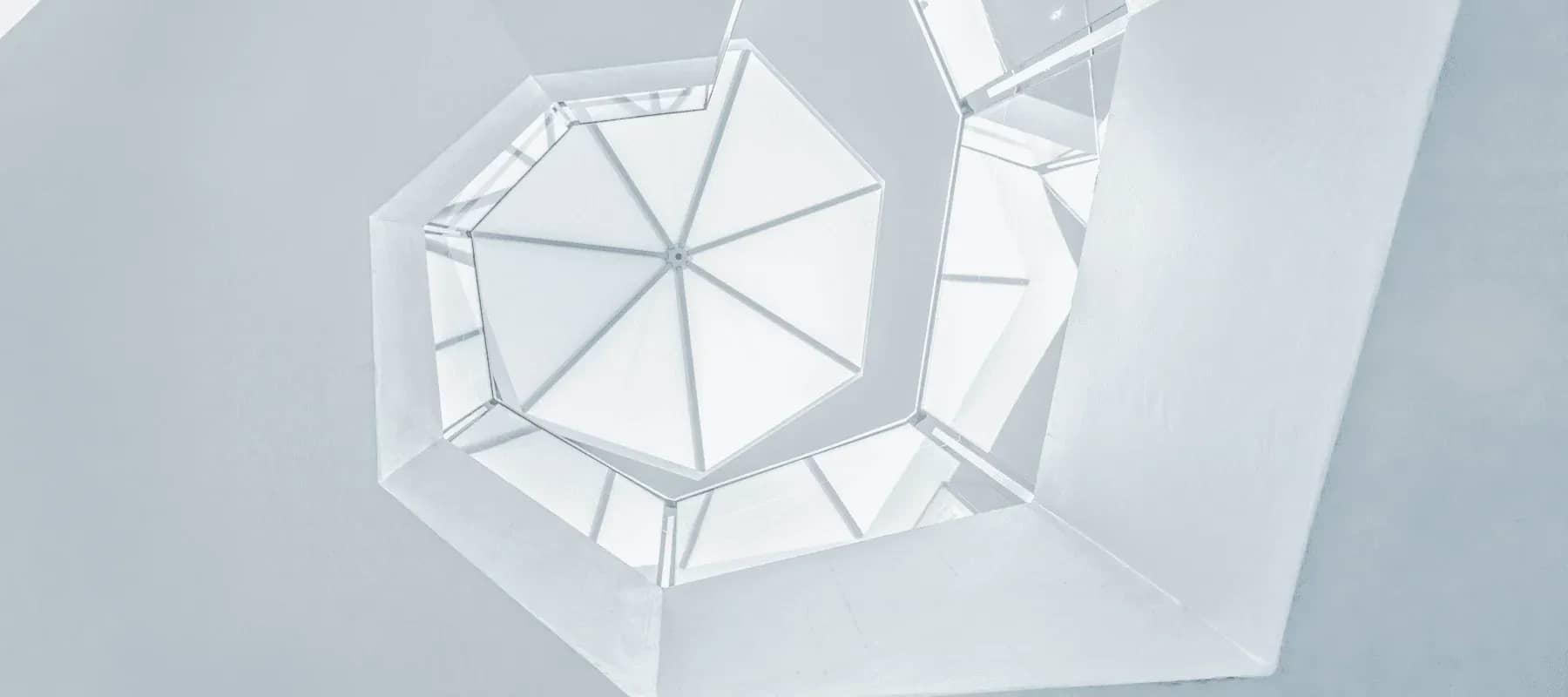 Family office board practices, a white faceted dome seen from below.
