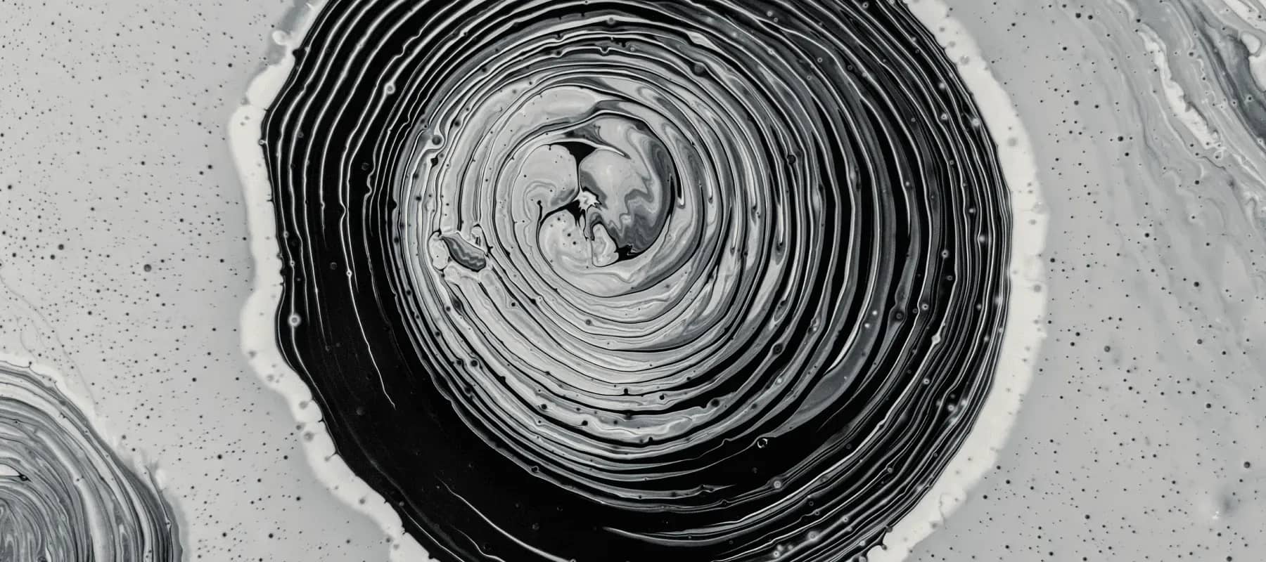 Digital family office solutions, a black and white spiral of concentric rings.