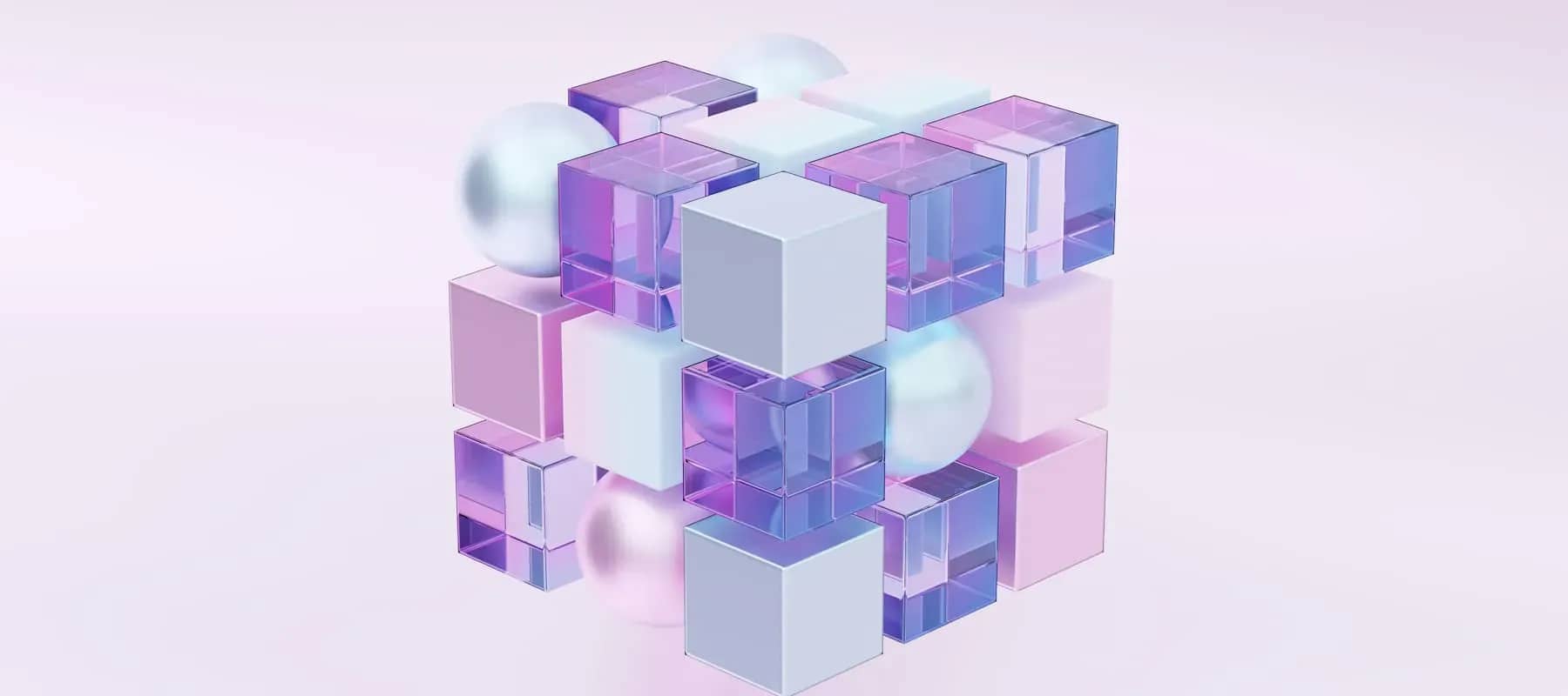 AI through venture capital, stacked purple and white glass cubes.