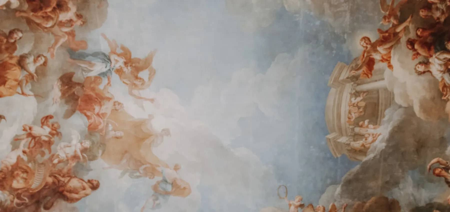 Art as an investment, a baroque ceiling fresco of figures among clouds.