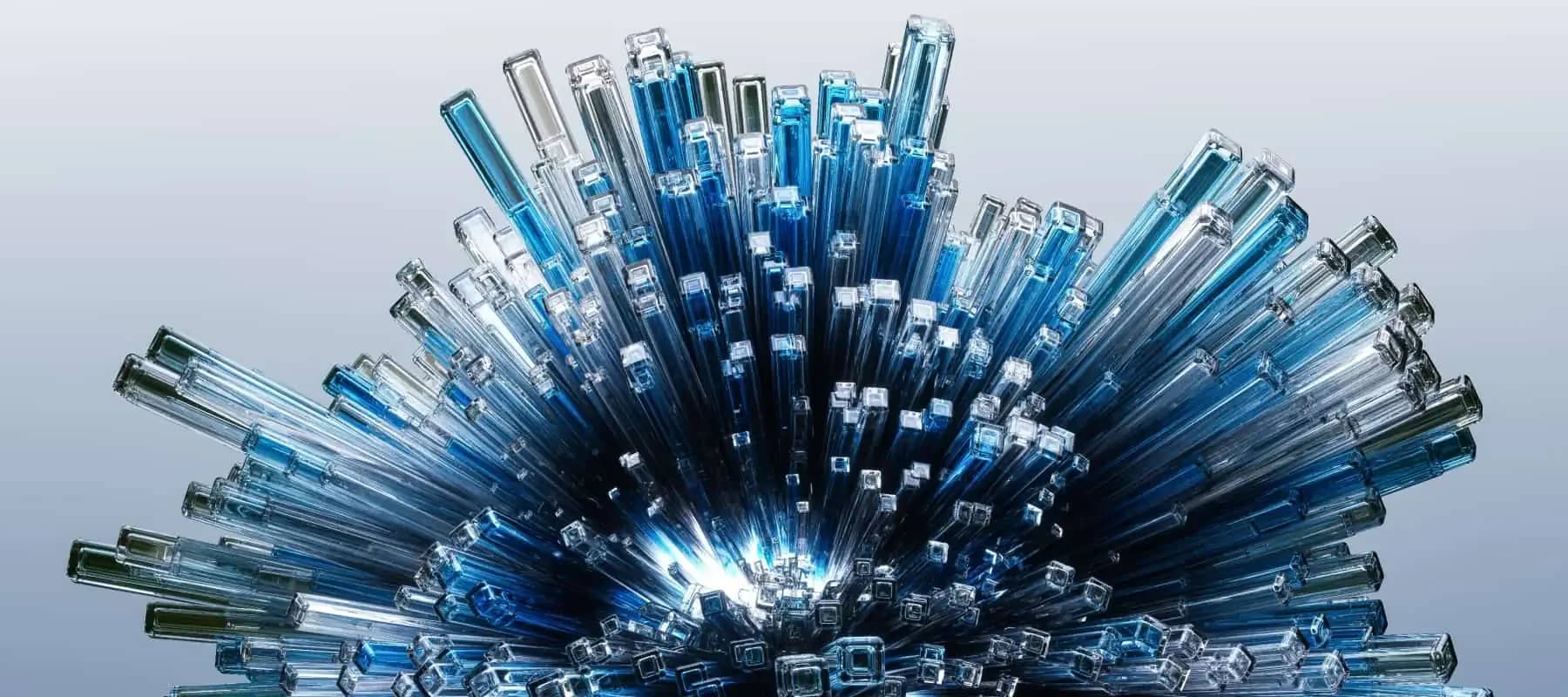 Family office versus hedge fund, a radial burst of blue glass vials.