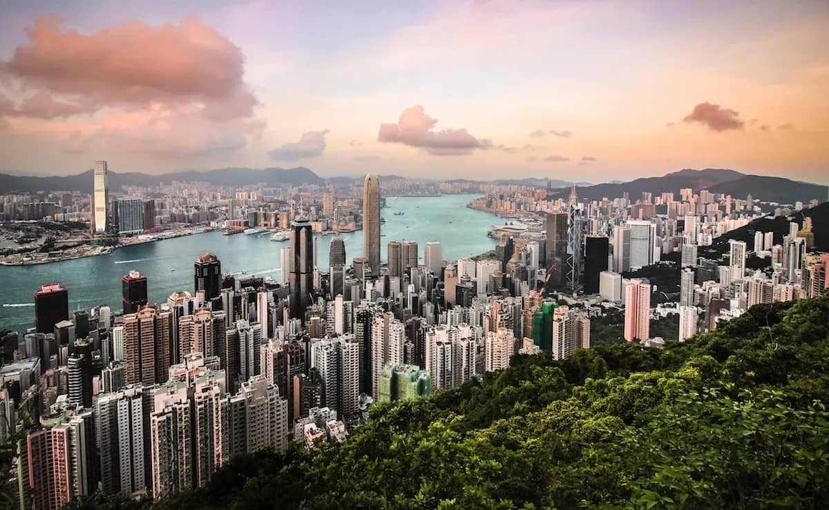 Family offices in Hong Kong, the Victoria Harbour skyline seen from the peak.
