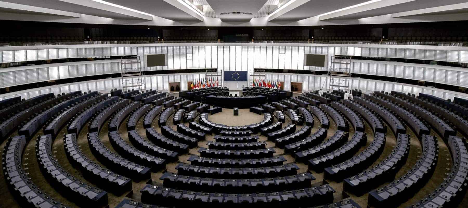 Human rights and investor engagement, the curved debating chamber of the European Parliament.
