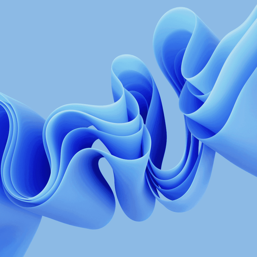 Abstract flowing blue ribbon-like shapes symbolising emerging trends, fluid dynamics, and the shifting landscape explored in Looking Ahead to 2026