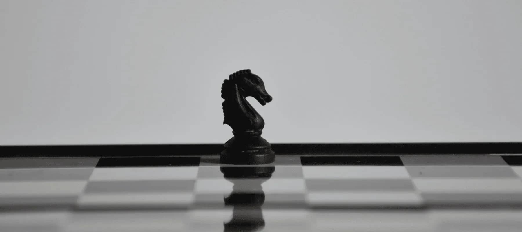 Family ownership strategy, a black knight chess piece standing on a board.