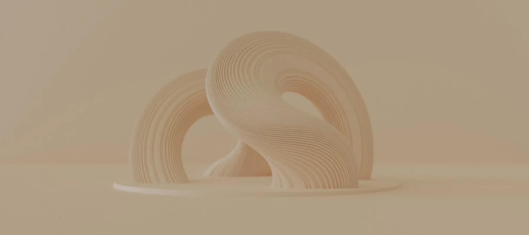 Family offices and venture capital, a smooth beige torus twisting on a tan background.
