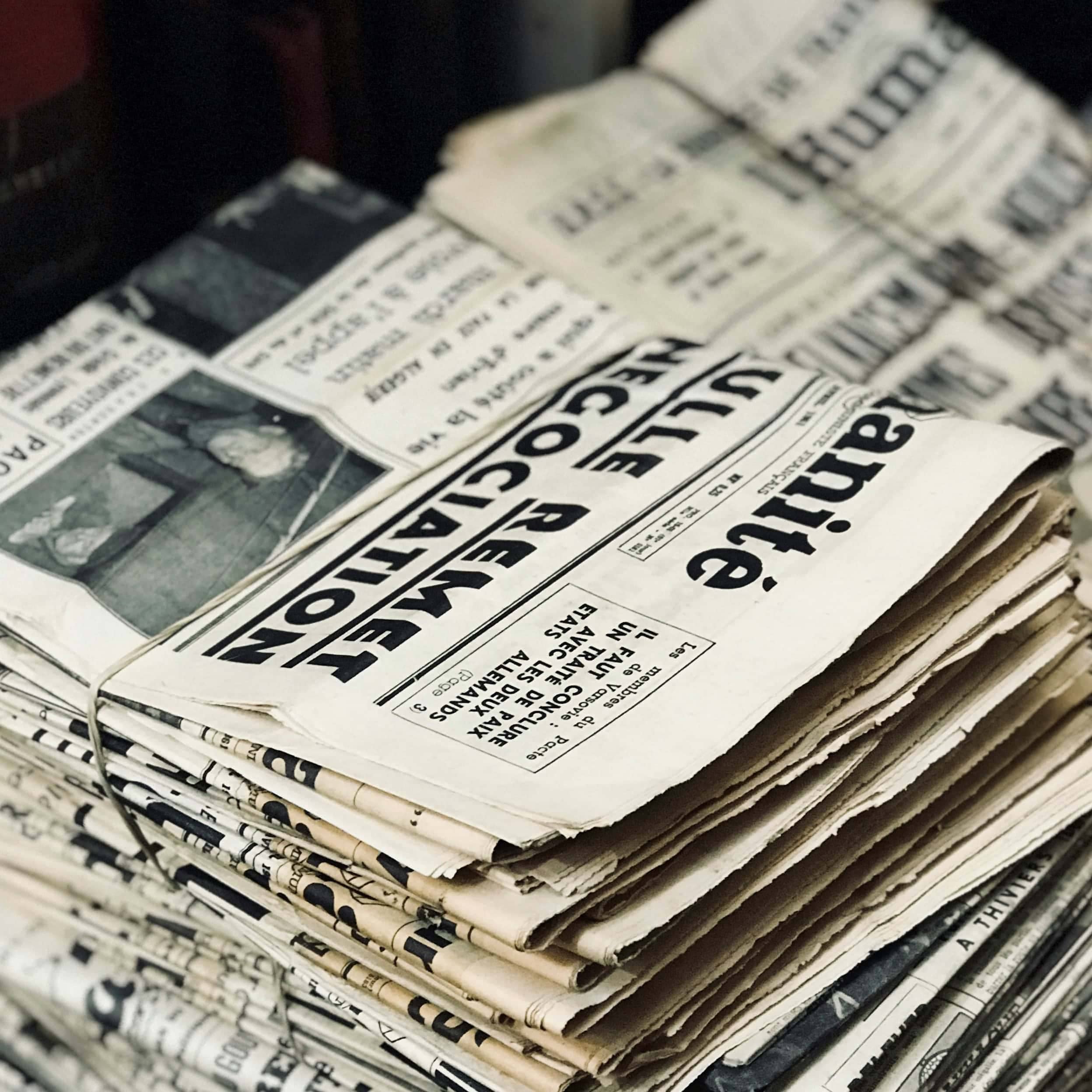 A stack of newspapers