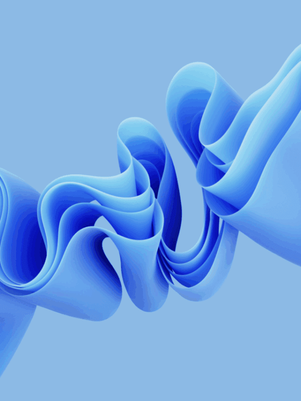 Abstract flowing blue ribbon-like shapes symbolising emerging trends, fluid dynamics, and the shifting landscape explored in Looking Ahead to 2026
