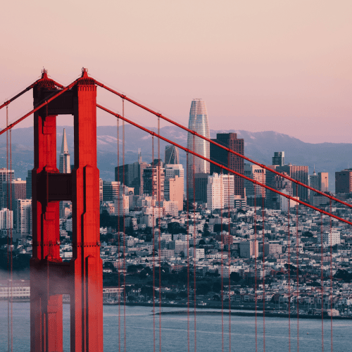 Golden Gate Bridge with the San Francisco skyline in the background